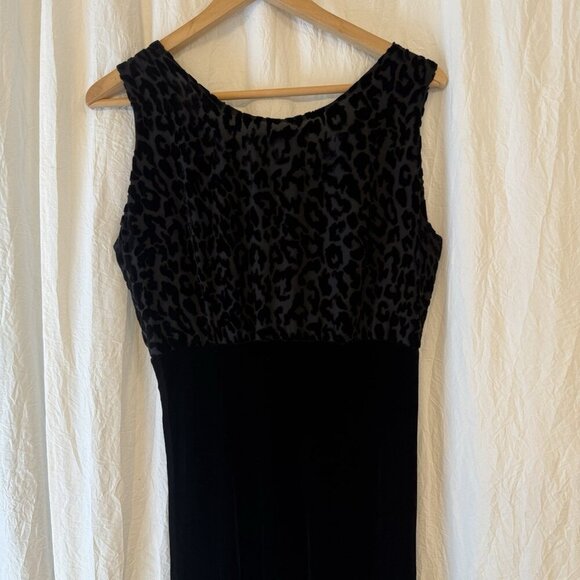 Cornelia Women Sz S Y2K Velvet Burnout Black Leopard Bodice Maxi Dress & Top - Picture 3 of 13